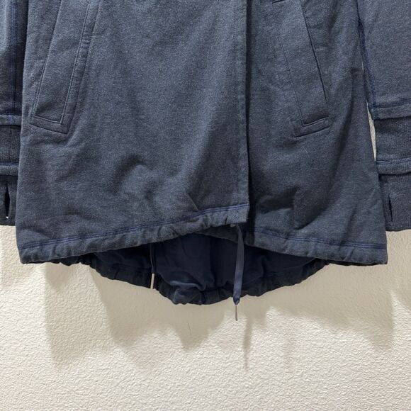 Lululemon Gratitude Wrap Jacket Lined Cotton Double Breast Ribbed Navy Size 2 - Picture 6 of 9